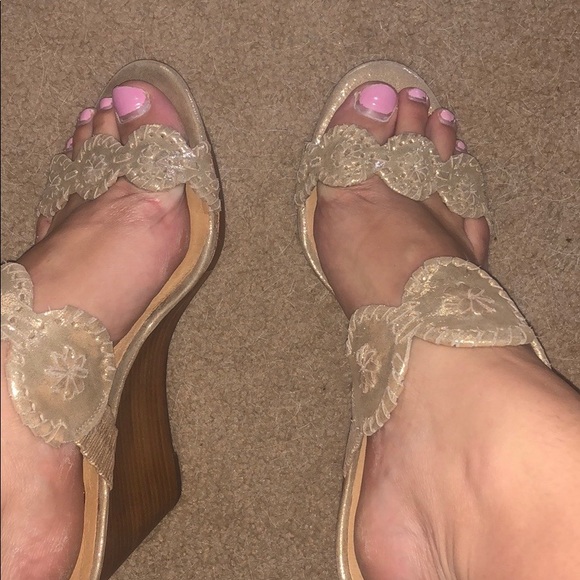 Jack Rogers size 10 Luccia platinum slide wedges - Picture 2 of 8